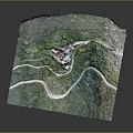Modern 3D Terrain Model With Central White Building And Green Landscape Roads