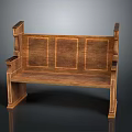 Traditional Wooden Interior Bench With Carved Backrest Armrests And Natural Wood Grain