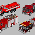 Red Special Cars Fire Trucks And Tanker Truck With Various Designs Models