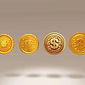 Decorative Golden Coins Featuring Dollar Symbols And Intricate Patterns For Daily Use