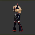 Cute Cartoon Style Game Movie Character With Blonde Hair Horned Headgear And Gray Armored Outfit