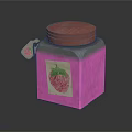 Vibrant Pink Food Storage Jar With Strawberry Label And Round Lid For Kitchen Use