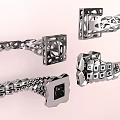 Modern Metal Door Handles With Geometric Hollow Cutout Design For Home Doors