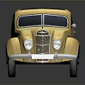 Vintage Yellow Classic Sedan With Black Roof And Retro Design Elements