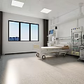 Modern Hospital Room Interior With Hospital Bed Medical Equipment Windows And Storage Cabinets