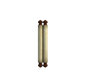 Pair of Elegant Decorative Scrolls With Wooden Ends And Light Colored Surface 3d model