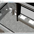 Modern Public Restroom Interior Design With Marble Walls Wooden Stalls And Mirrors
