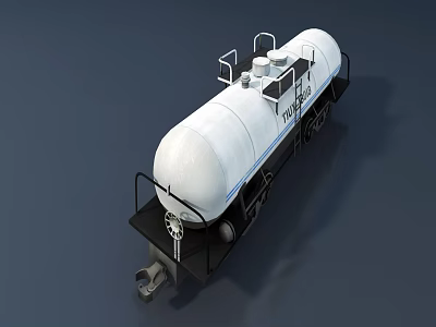 White Tanker Truck With Black Frame Top Railings And Transport Function Equipment 3d model