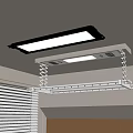 Modern Ceiling Mounted Clothes Drying Rack With LED Light In Indoor Room 3d model