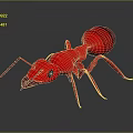 Red Ant 3D Model with Shiny Surface on Gray Gradient Background