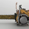 Industrial Yellow Black Chainsaw With Protective Guard And Stripe Chain For Heavy Duty Use 3d model