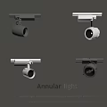 Annular Light Fixtures Black And White Track Mounted Ceiling Lighting 3d model
