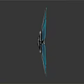 Futuristic Glowing Blue Weapon With Polygonal Design Central Metallic Core And Shining Panels
