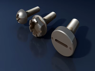 Hardware Tools Different Types of Metal Screws with Various Head Designs 3d model Hardware Tools Different Types of Metal Screws with Various Head Designs 3d model