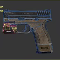 Modern Tactical Pistol With Brown Textured Grip And Black Frame Design