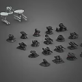 Detailed Weapon Models In Various Designs And Black White Colors Displayed Together