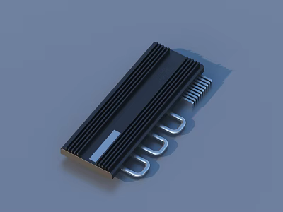Black Striped Metal Household Hook Rack with Four Hanging Hooks for Daily Use 3d model
