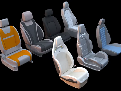 Assorted Colored Car Seats With Modern Styling And Comfortable Upholstery 3d model