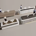 Modern Reception Desks With Marble Countertops Staff Computers And Plant Decorations