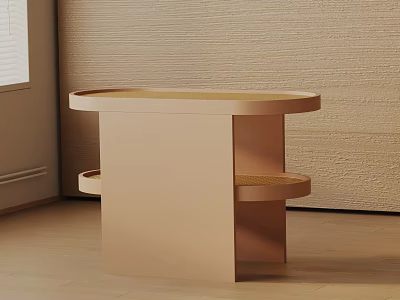 Modern Minimalist Side Table With Round Top And Two Tiered Shelf For Indoor Living Space 3d model