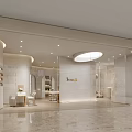 Elegant Modern Beauty Hair Salon Interior Design With Marble Circular Lighting And Display Shelves