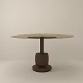 Modern Round Dining Table With Light Toned Top And Dark Cylindrical Base 3d model
