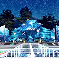 Starry Night Event Stage Design With Shell Structure LOGO Ocean Elements And Trees 3d model