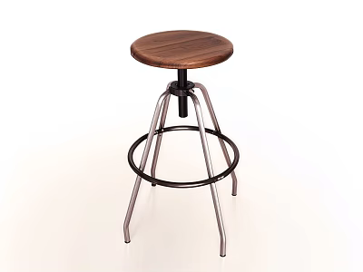 Modern Coffee Table With Round Wooden Top And Black Silver Metal Frame 3d model