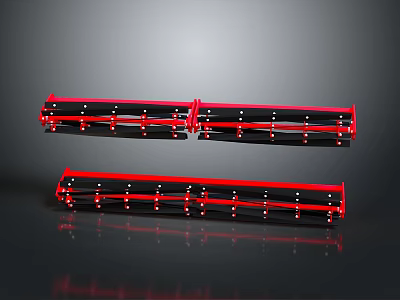 Red And Black Industrial Mechanical Track Components With Rollers And Metal Structure 3d model