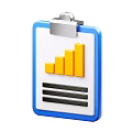 Clipboard with Blue Border Showing Yellow Bar Chart and Data Lines