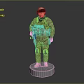 Game Movie Character In Camouflage Uniform With Tactical Gear Helmet And Weapon On Standing Base