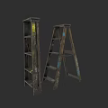 Old Metal Staircase With Chipped Paint Yellow Blue Spots And A Frame Design