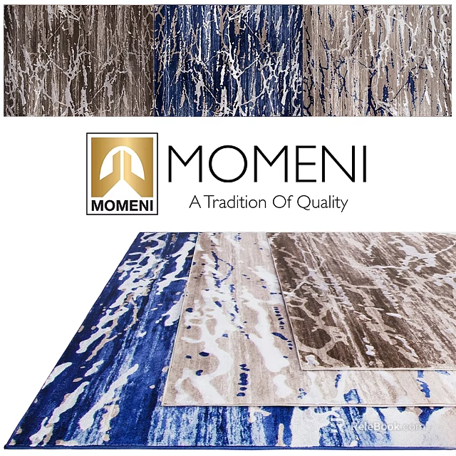 Momeni Square Rugs With Blue White And Wood Pattern Quality Tradition Design 3d model 