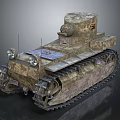 Vintage Military Vehicle Tank With Camouflage Paint Tracked Wheels And Turret