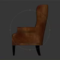 Brown Leather Single Sofa With Tufted Back Armrests And Dark Wooden Legs