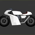 White Low Poly Style Modern Motorcycle With Red Seat And Black Wheels