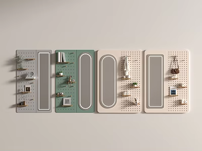 Modern Hole Board Wall Hanging Mirror 3d model