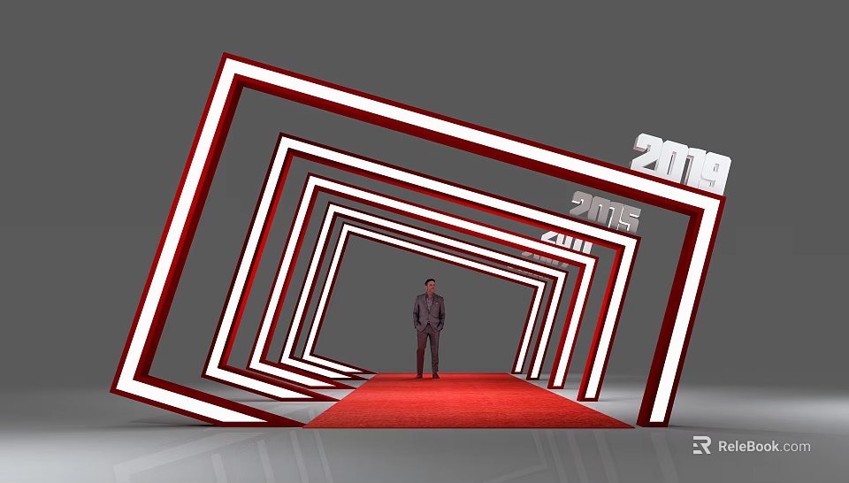 Event Entrance with Red Carpet and Framed Structure for 2018 SPIF Event 3d model 