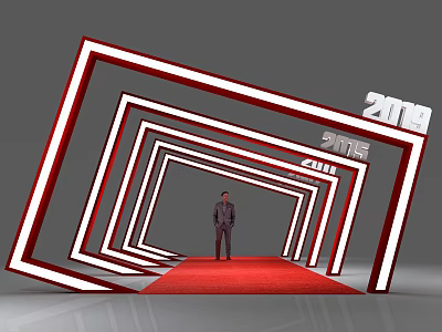 Event Entrance with Red Carpet and Framed Structure for 2018 SPIF Event 3d model