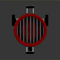 Red Round Barbecue Grill With Stand Wheels Grill Grate And Blue Tray