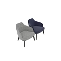 Modern Upholstered Accent Chairs In Blue And Gray With Armrests And Black Legs