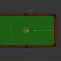 Classic Mahogany Billiard Table With Green Felt Surface Billiard Balls And Cue Stick
