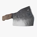 Vintage Kitchen Cleaver With Wooden Handle And Worn Blade Texture For Cooking
