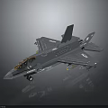 Gray Fighter Jet Model With Open Cockpit And Weapon Attachments Under Wings 3d model