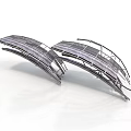 Dual Modern Arch Construction Element With Metallic Frames And Solar Panels
