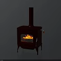 Sturdy Metal Hardware Tools Fireplace With Burning Flame Red Knob And Chimney