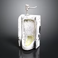 White Ceramic Urinal With Chrome Faucet For Home Bathroom Accessory 3d model
