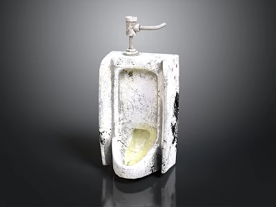 White Ceramic Urinal With Chrome Faucet For Home Bathroom Accessory 3d model