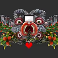 Fantastical Creature Art With Multiple Eyes Open Mouth Red Heart And Mechanical Tentacles