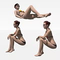 Woman in Bikini Posing in Various Relaxed Seated and Lying Positions 3d model